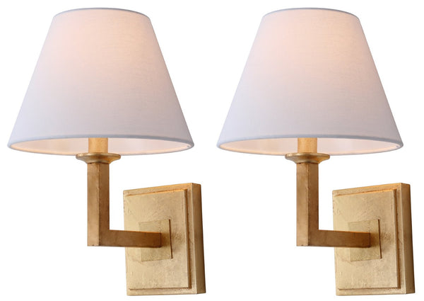 Safavieh PAULINE Wall Sconce - Modern Minimalist Lighting Fixture for Stylish Ambiance in Any Space Gold Leaf LIT4409C-SET2