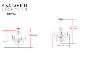 Safavieh JINGLE Chandelier - Elegant Clear Beads & Polished Chrome Finish for Modern & Classic Interiors LIT4418A