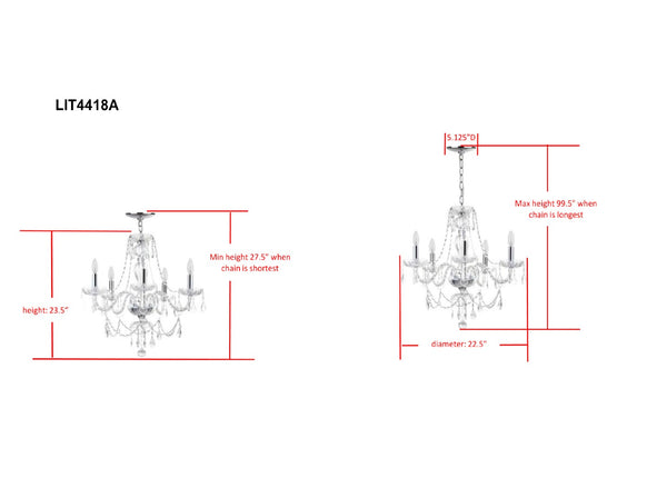 Safavieh JINGLE Chandelier - Elegant Clear Beads & Polished Chrome Finish for Modern & Classic Interiors LIT4418A