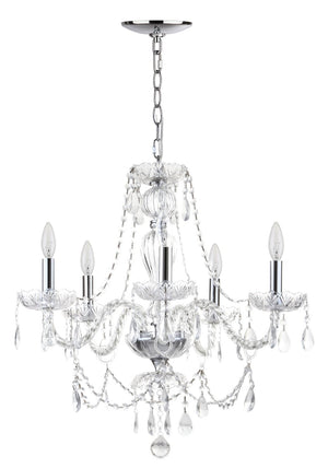 Safavieh JINGLE Chandelier - Elegant Clear Beads & Polished Chrome Finish for Modern & Classic Interiors LIT4418A