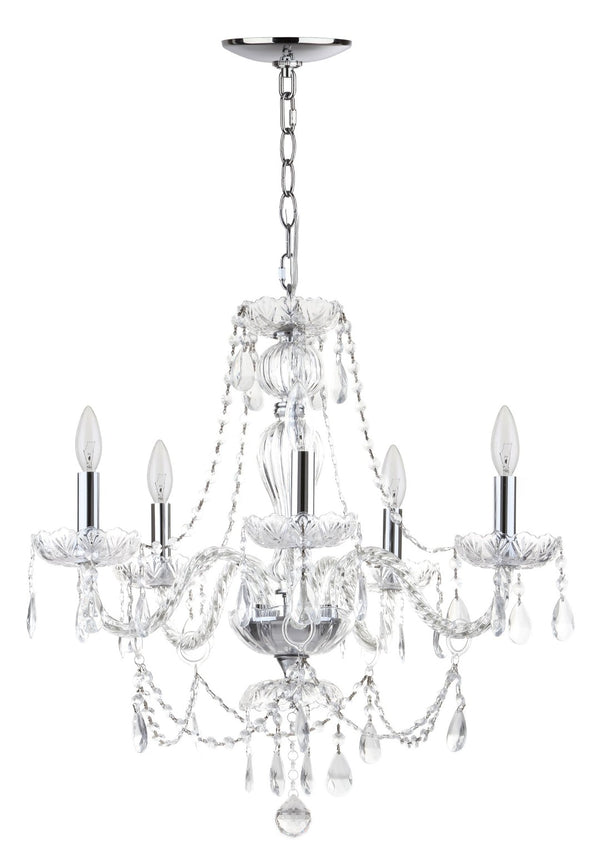 Safavieh JINGLE Chandelier - Elegant Clear Beads & Polished Chrome Finish for Modern & Classic Interiors LIT4418A