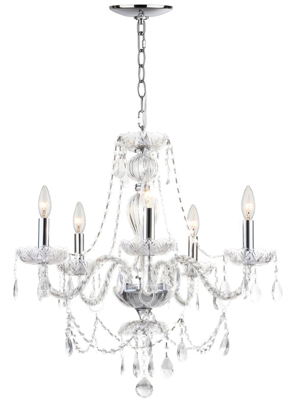 Safavieh JINGLE Chandelier - Elegant Clear Beads & Polished Chrome Finish for Modern & Classic Interiors LIT4418A