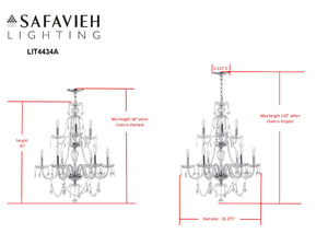 Safavieh AURA Chandelier - Elegant Clear Beads & Polished Chrome Finish for Modern & Classic Interiors LIT4434A