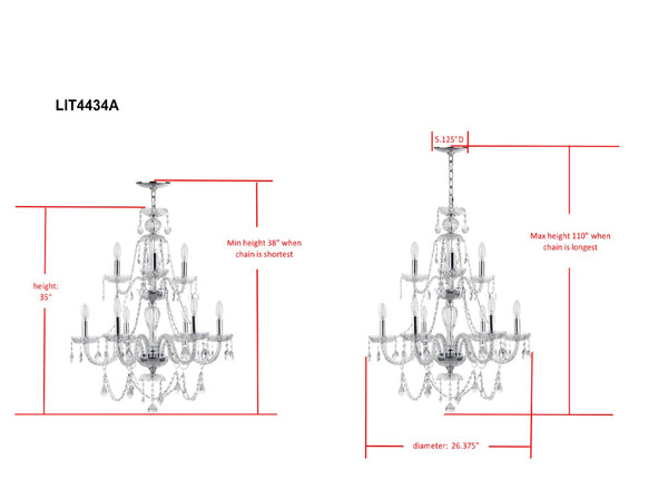 Safavieh AURA Chandelier - Elegant Clear Beads & Polished Chrome Finish for Modern & Classic Interiors LIT4434A