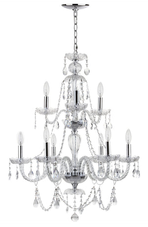 Safavieh AURA Chandelier - Elegant Clear Beads & Polished Chrome Finish for Modern & Classic Interiors LIT4434A