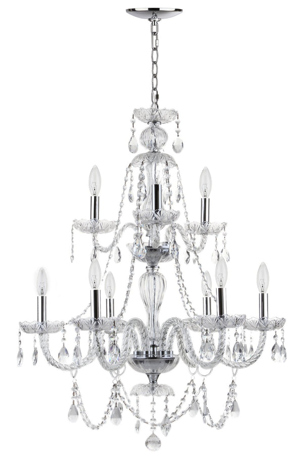 Safavieh AURA Chandelier - Elegant Clear Beads & Polished Chrome Finish for Modern & Classic Interiors LIT4434A