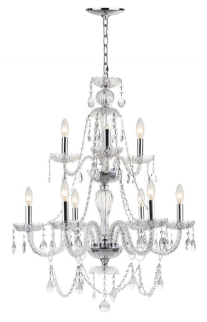 Safavieh AURA Chandelier - Elegant Clear Beads & Polished Chrome Finish for Modern & Classic Interiors LIT4434A