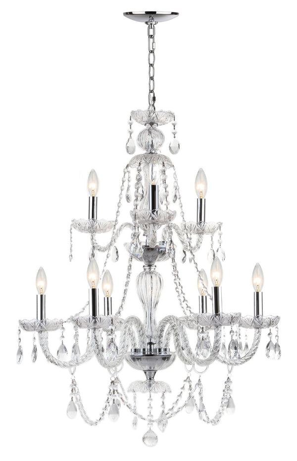 Safavieh AURA Chandelier - Elegant Clear Beads & Polished Chrome Finish for Modern & Classic Interiors LIT4434A