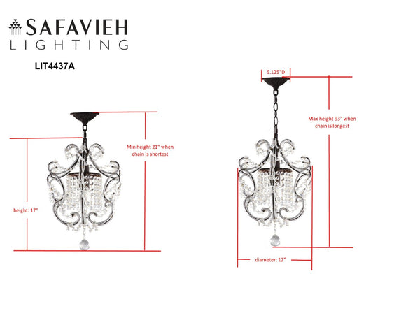 Safavieh LUNA Chandelier - Elegant Clear Beads with Brown Finish for Timeless Home Decor & Bright Illumination LIT4437A