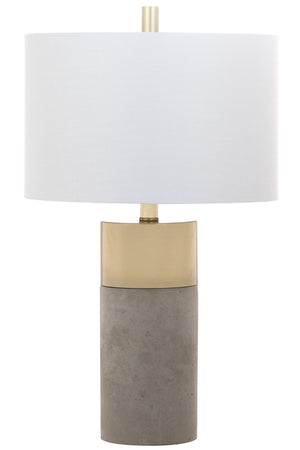 Safavieh OLIVER Table Lamp - Elegant Gray Base with Gold Accents & White Shade for Modern Home Decor LIT4452A-SET2