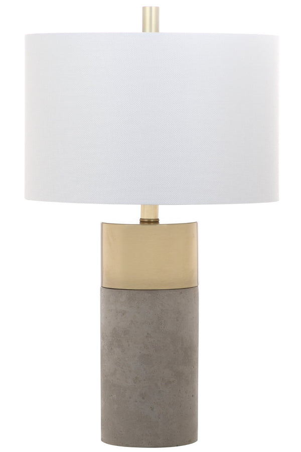 Safavieh OLIVER Table Lamp - Elegant Gray Base with Gold Accents & White Shade for Modern Home Decor LIT4452A-SET2
