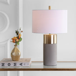 Safavieh OLIVER Table Lamp - Elegant Gray Base with Gold Accents & White Shade for Modern Home Decor LIT4452A-SET2