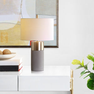 Safavieh OLIVER Table Lamp - Elegant Gray Base with Gold Accents & White Shade for Modern Home Decor LIT4452A-SET2