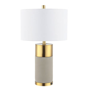Safavieh OLIVER Table Lamp - Elegant Gray Base with Gold Accents & White Shade for Modern Home Decor LIT4452A-SET2