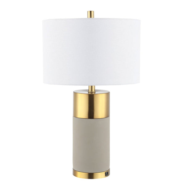 Safavieh OLIVER Table Lamp - Elegant Gray Base with Gold Accents & White Shade for Modern Home Decor LIT4452A-SET2