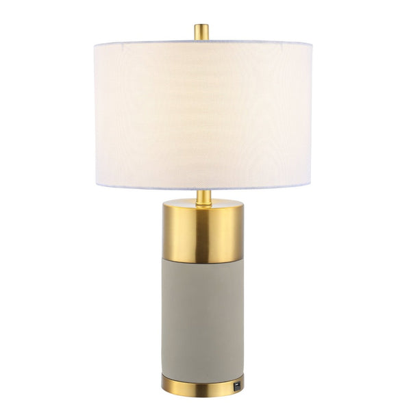 Safavieh OLIVER Table Lamp - Elegant Gray Base with Gold Accents & White Shade for Modern Home Decor LIT4452A-SET2