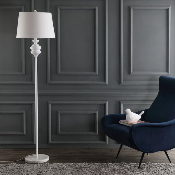 Safavieh TORC Floor Lamp in White - Elegant, Slim Design for Modern Spaces with Reliable, Glare-Free Lighting LIT4471B