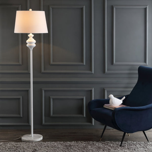 Safavieh TORC Floor Lamp in White - Elegant, Slim Design for Modern Spaces with Reliable, Glare-Free Lighting LIT4471B