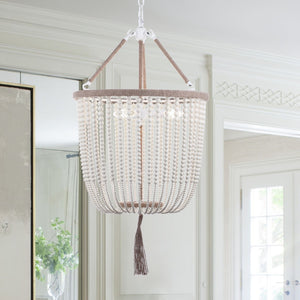 Safavieh ANGIE Beads Pendant Lamp - Elegant Acrylic Light Fixture for Stylish Home Décor & Ambient Illumination Cream LIT4476A