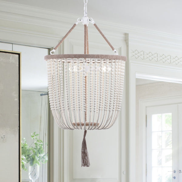 Safavieh ANGIE Beads Pendant Lamp - Elegant Acrylic Light Fixture for Stylish Home Décor & Ambient Illumination Cream LIT4476A