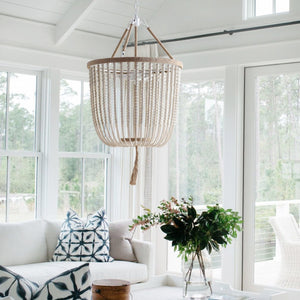 Safavieh ANGIE Beads Pendant Lamp - Elegant Acrylic Light Fixture for Stylish Home Décor & Ambient Illumination Cream LIT4476A
