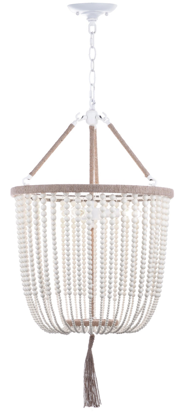 Safavieh ANGIE Beads Pendant Lamp - Elegant Acrylic Light Fixture for Stylish Home Décor & Ambient Illumination Cream LIT4476A