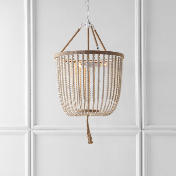 Safavieh ANGIE Beads Pendant Lamp - Elegant Acrylic Light Fixture for Stylish Home Décor & Ambient Illumination Cream LIT4476A
