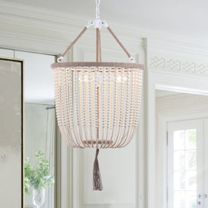 Safavieh ANGIE Beads Pendant Lamp - Elegant Acrylic Light Fixture for Stylish Home Décor & Ambient Illumination Cream LIT4476A