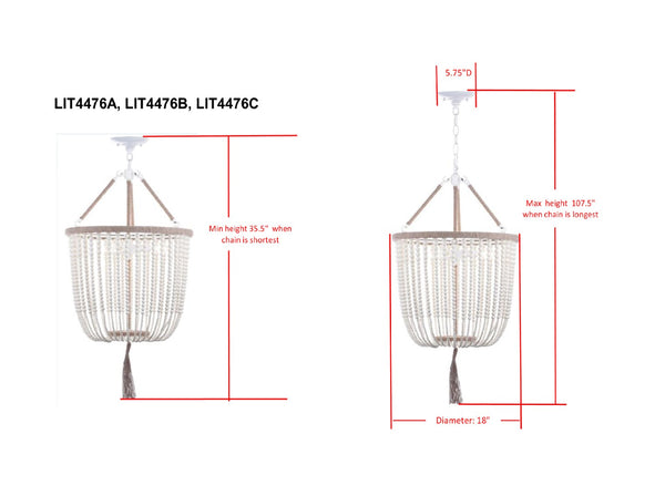 Safavieh ANGIE Beads Pendant Lamp - Elegant Acrylic Light Fixture for Stylish Home Décor & Ambient Illumination Blue LIT4476B