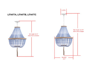 Safavieh LUSH Kristi Beads Pendant Lamp - Vivid Blue Glamour for Dining, Entryways & Cozy Spaces, Adjustable LIT4477A