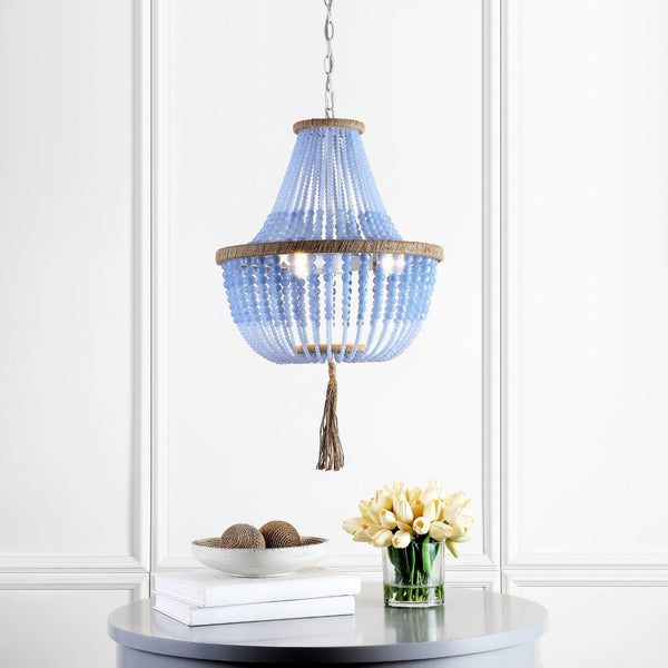 Safavieh LUSH Kristi Beads Pendant Lamp - Vivid Blue Glamour for Dining, Entryways & Cozy Spaces, Adjustable LIT4477A
