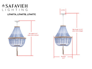 Safavieh LUSH Kristi Beads Pendant Light - Elegant 3-Light Fixture with Adjustable Height for Any Space Cream LIT4477B
