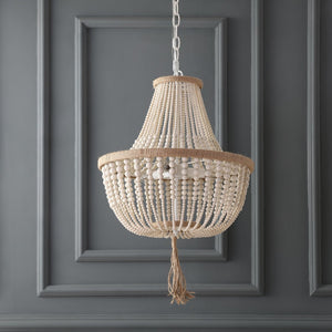 Safavieh LUSH Kristi Beads Pendant Light - Elegant 3-Light Fixture with Adjustable Height for Any Space Cream LIT4477B