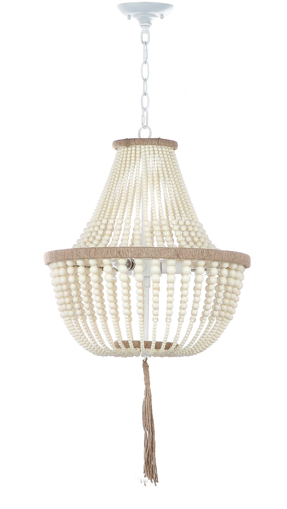 Safavieh LUSH Kristi Beads Pendant Light - Elegant 3-Light Fixture with Adjustable Height for Any Space Cream LIT4477B