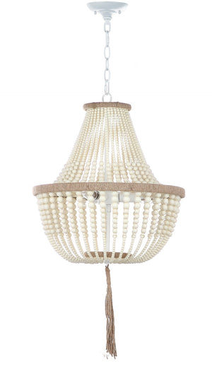 Safavieh LUSH Kristi Beads Pendant Light - Elegant 3-Light Fixture with Adjustable Height for Any Space Cream LIT4477B