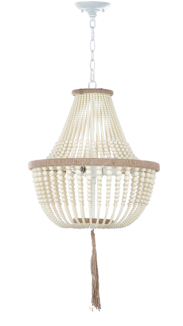 Safavieh LUSH Kristi Beads Pendant Light - Elegant 3-Light Fixture with Adjustable Height for Any Space Cream LIT4477B