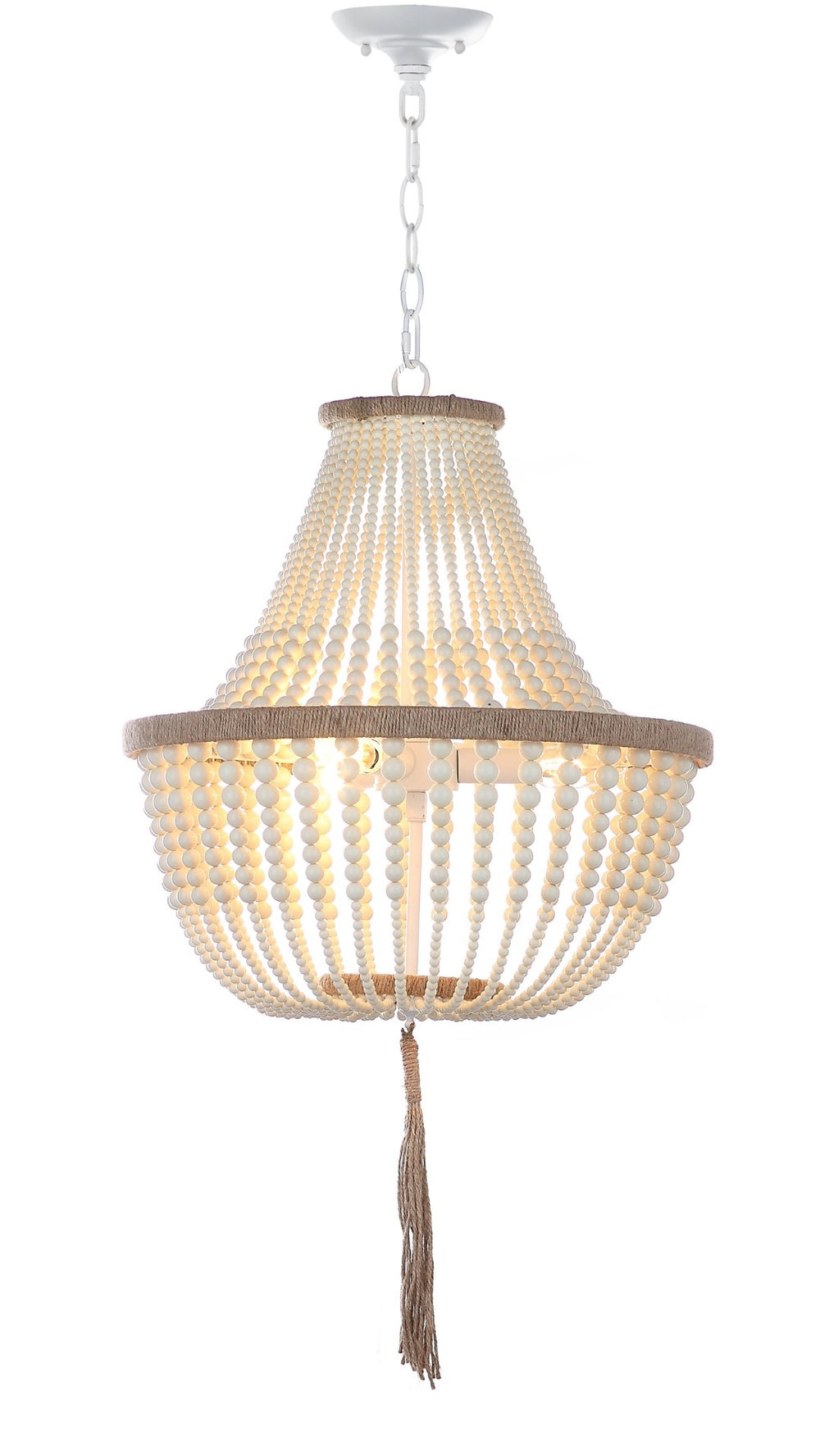 Safavieh LUSH Kristi Beads Pendant Light - Elegant 3-Light Fixture with Adjustable Height for Any Space Cream LIT4477B