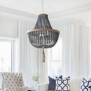 Safavieh LUSH Kristi Beads Pendant Light - Elegant 3-Light Fixture with Adjustable Height for Any Space Grey LIT4477C