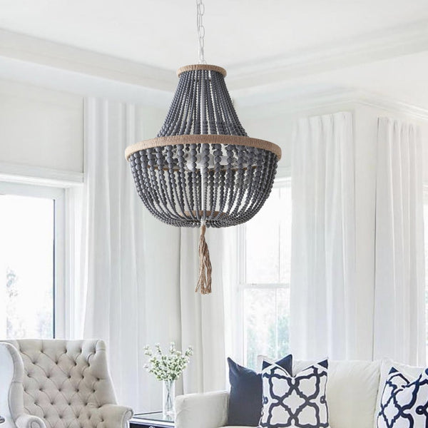 Safavieh LUSH Kristi Beads Pendant Light - Elegant 3-Light Fixture with Adjustable Height for Any Space Grey LIT4477C