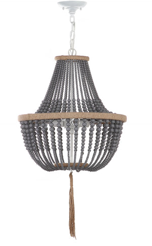 Safavieh LUSH Kristi Beads Pendant Light - Elegant 3-Light Fixture with Adjustable Height for Any Space Grey LIT4477C