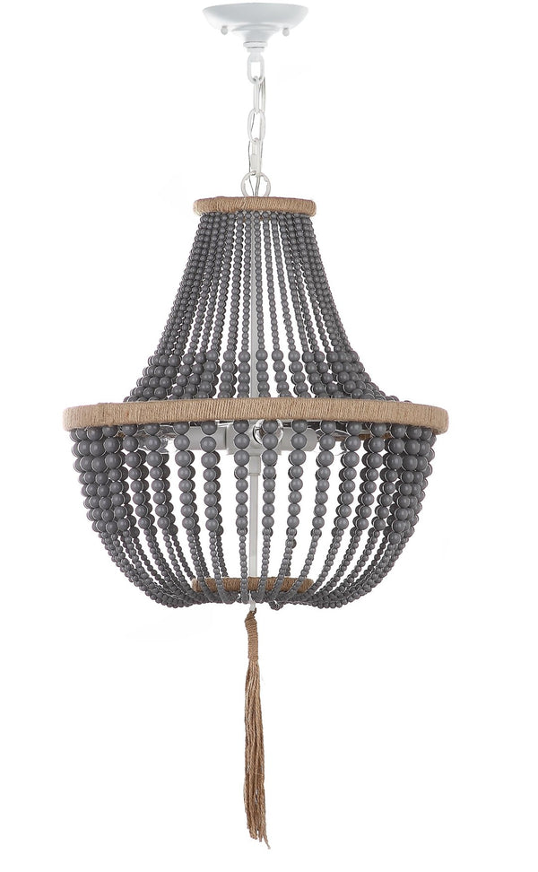 Safavieh LUSH Kristi Beads Pendant Light - Elegant 3-Light Fixture with Adjustable Height for Any Space Grey LIT4477C