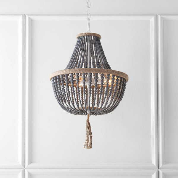 Safavieh LUSH Kristi Beads Pendant Light - Elegant 3-Light Fixture with Adjustable Height for Any Space Grey LIT4477C