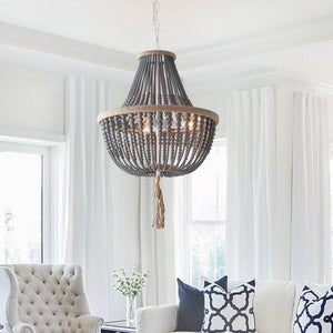 Safavieh LUSH Kristi Beads Pendant Light - Elegant 3-Light Fixture with Adjustable Height for Any Space Grey LIT4477C