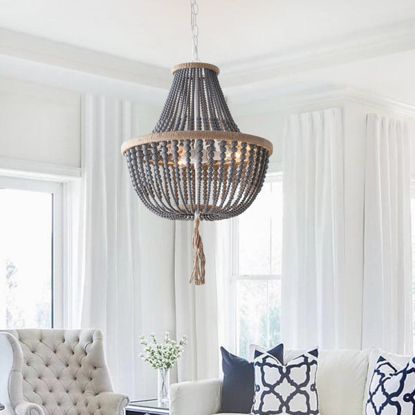 Safavieh LUSH Kristi Beads Pendant Light - Elegant 3-Light Fixture with Adjustable Height for Any Space Grey LIT4477C