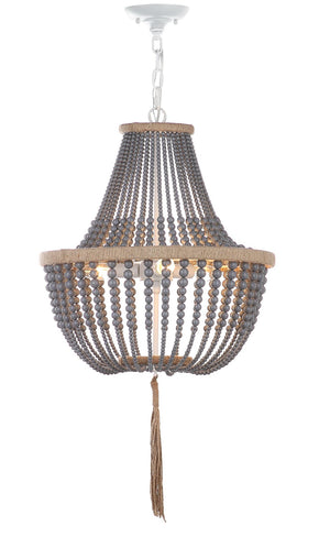 Safavieh LUSH Kristi Beads Pendant Light - Elegant 3-Light Fixture with Adjustable Height for Any Space Grey LIT4477C
