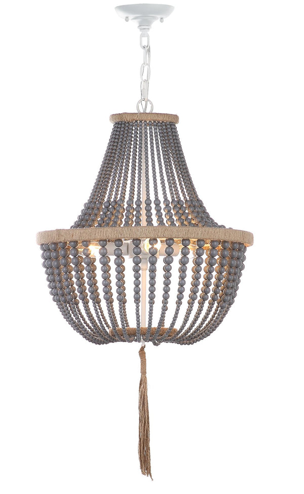 Safavieh LUSH Kristi Beads Pendant Light - Elegant 3-Light Fixture with Adjustable Height for Any Space Grey LIT4477C
