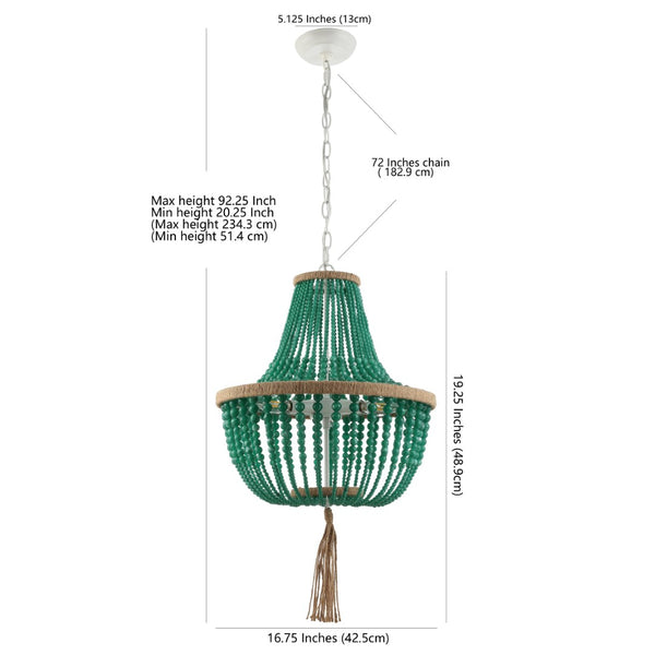 Safavieh LUSH Kristi Beads Pendant Lamp – Elevate Your Space with Elegant Lighting and Timeless Design Appeal Green LIT4477D