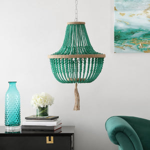 Safavieh LUSH Kristi Beads Pendant Lamp – Elevate Your Space with Elegant Lighting and Timeless Design Appeal Green LIT4477D
