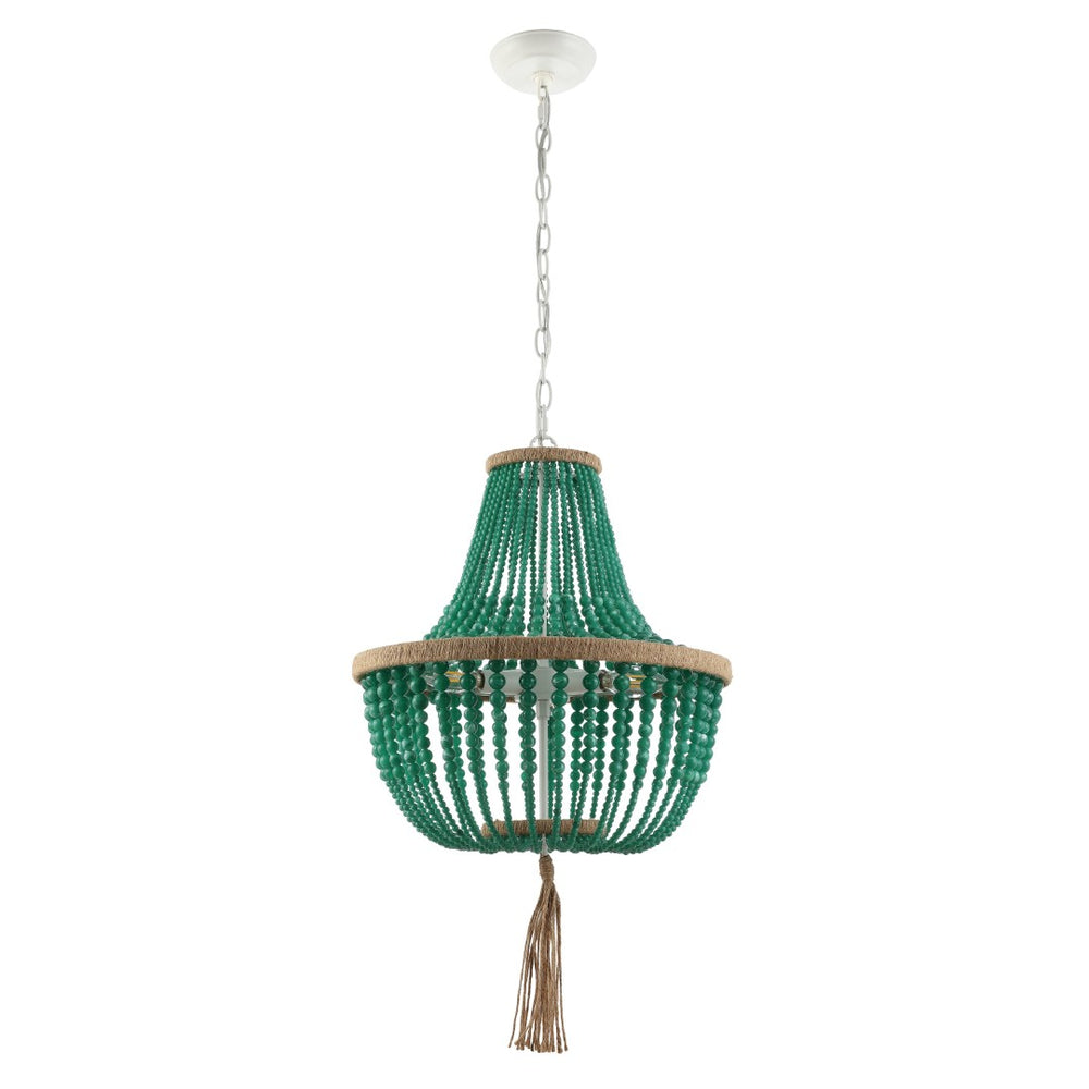 Safavieh LUSH Kristi Beads Pendant Lamp – Elevate Your Space with Elegant Lighting and Timeless Design Appeal Green LIT4477D
