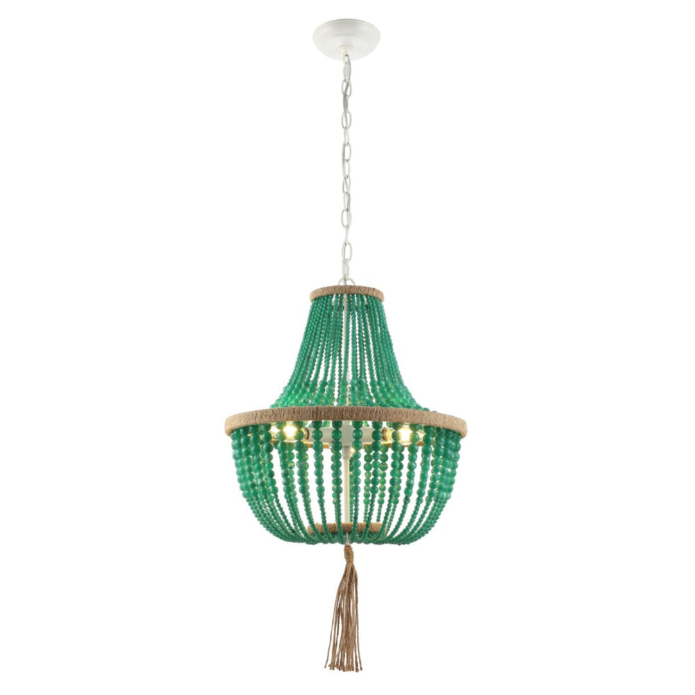 Safavieh LUSH Kristi Beads Pendant Lamp – Elevate Your Space with Elegant Lighting and Timeless Design Appeal Green LIT4477D